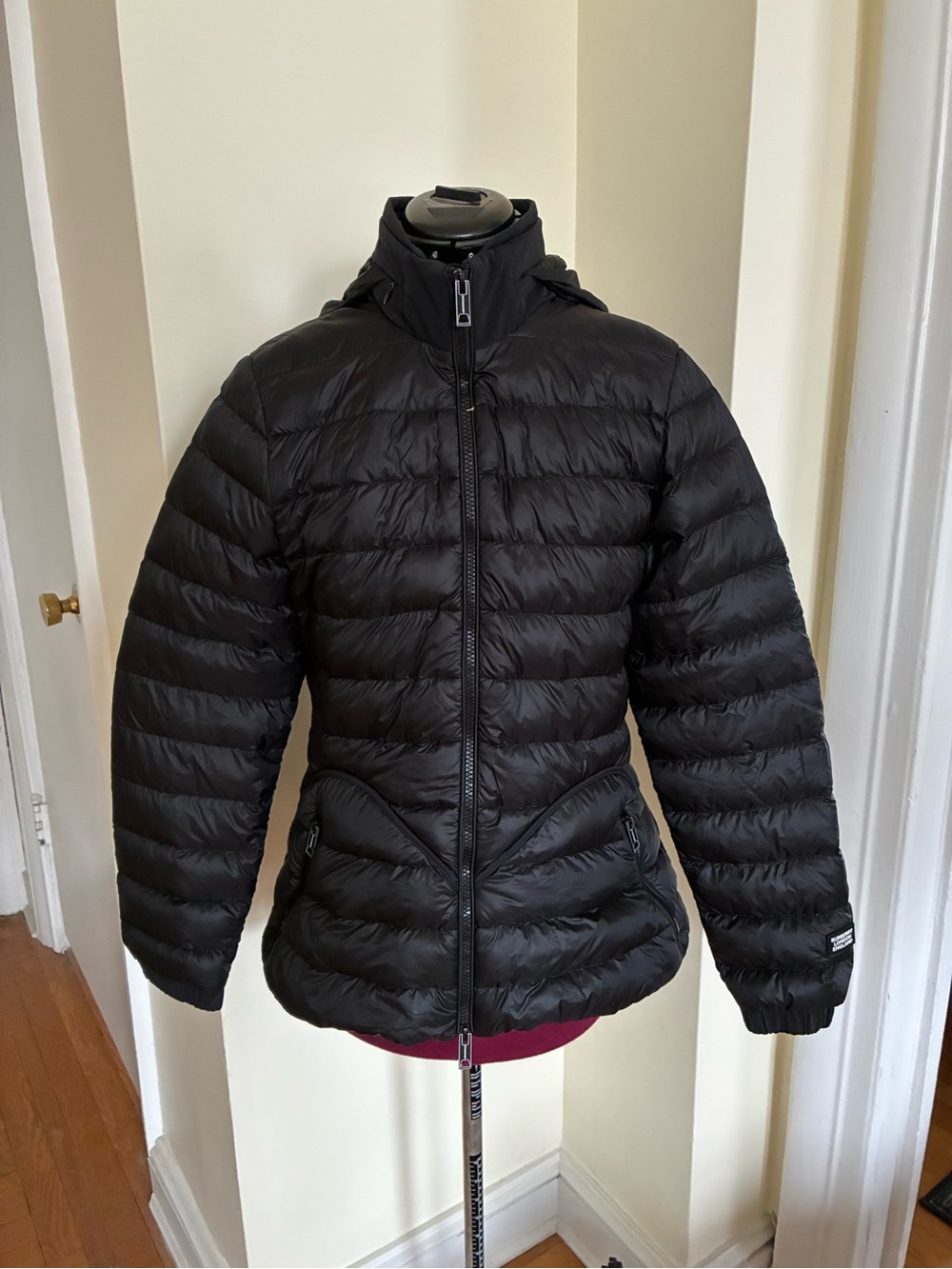 Burberry Bideford Black Down Hooded Puffer Jacket Women's M